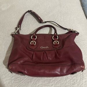 Coach Deep Red Leather Shoulder Bag
